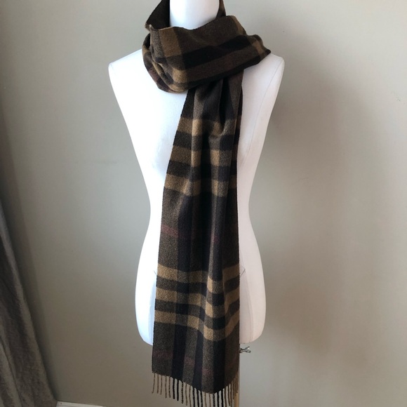Burberry Brown Giant Check Pattern 100% Cashmere Luxury Scarf - Picture 5 of 8